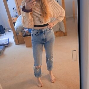 {Zara} Distressed Straight Leg Jeans